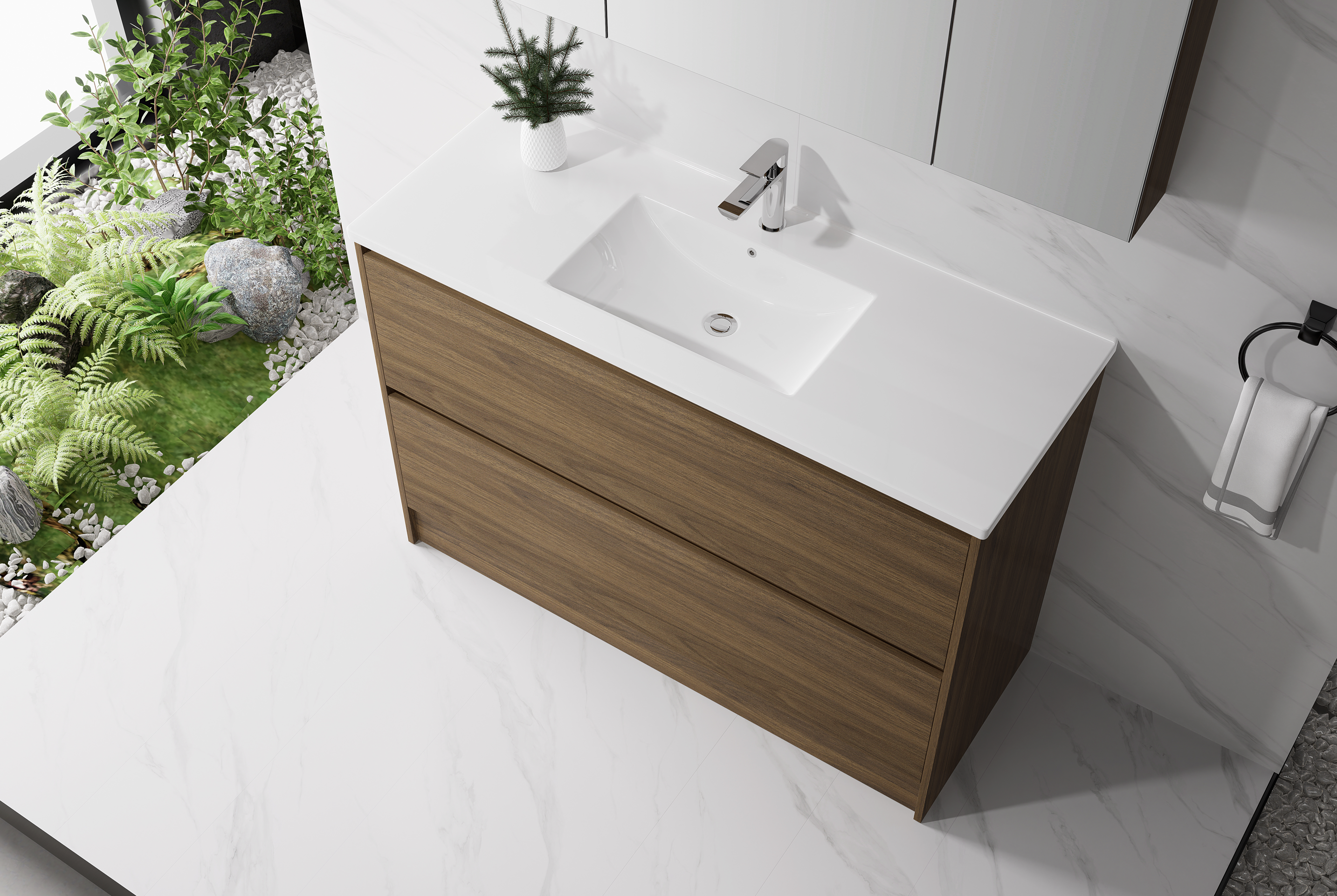 Nora Verona Floor Standing Vanity Walnut W890*D455*H820 (RBV-5009MCWN900)