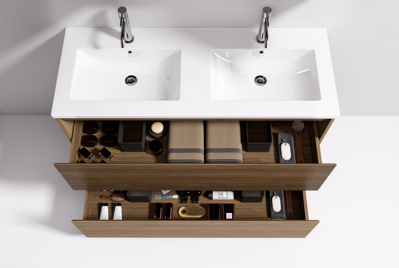 Nora Verona Floor Standing Vanity Double Bowl Walnut W1190*D455*H820 (RBV-6009MCWN1200DB) CABINET ONLY