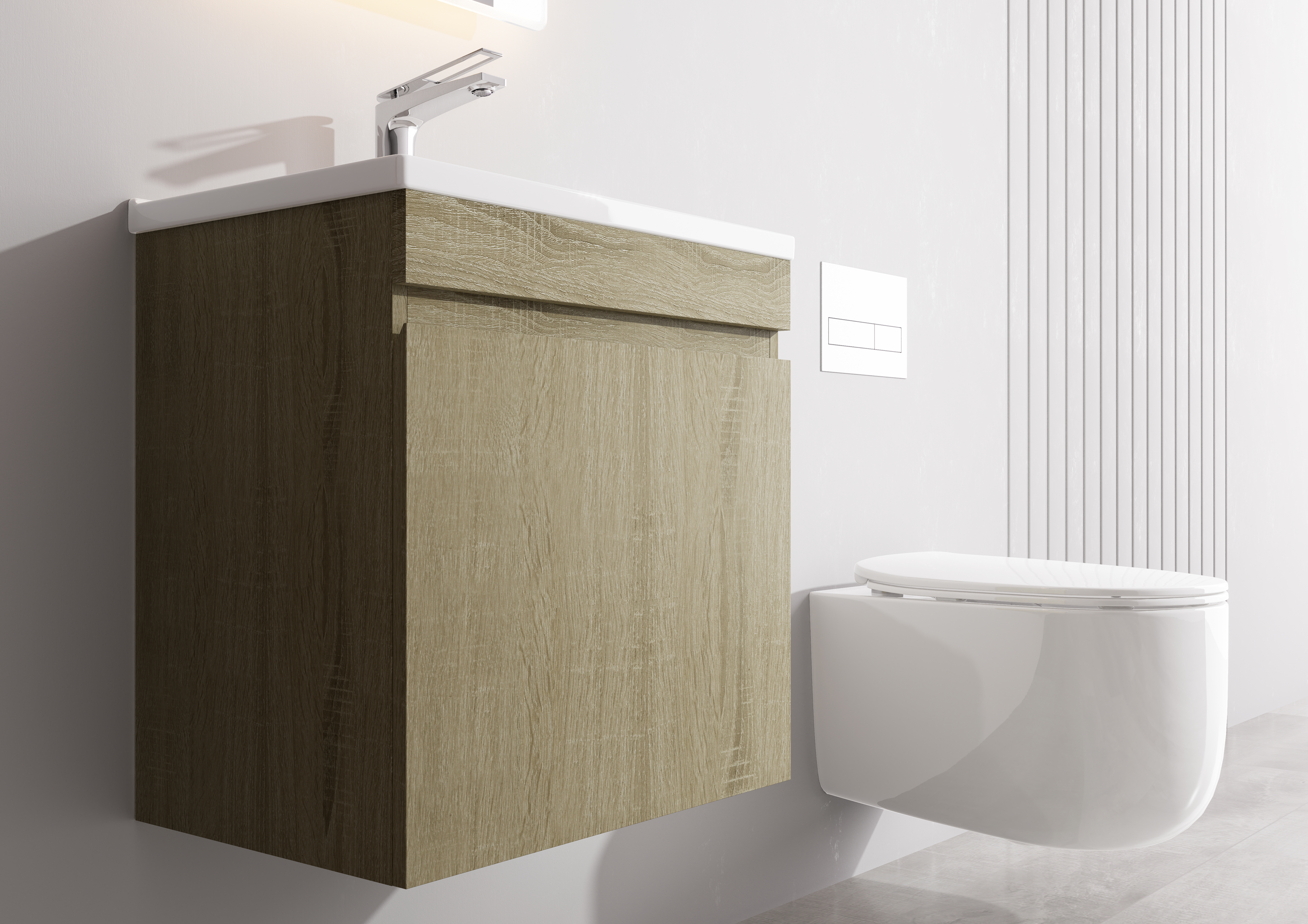 Nora Modena Wall-Hung Slim Vanity North American Oak W490*D355*H520 (RBV-1020MCLO500)