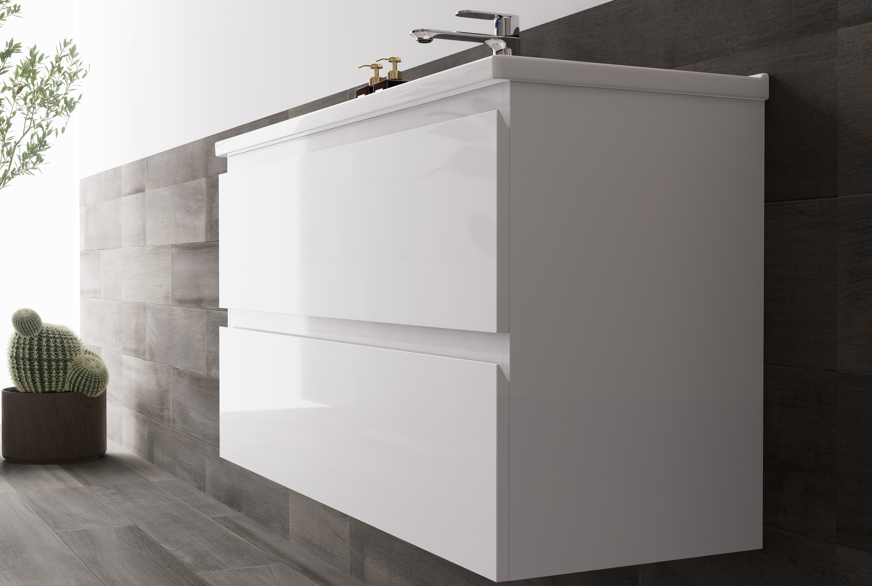 Nora Modena Wall-Hung Slim Vanity White W890*D355*H520 (RBV-1019MCWH900)