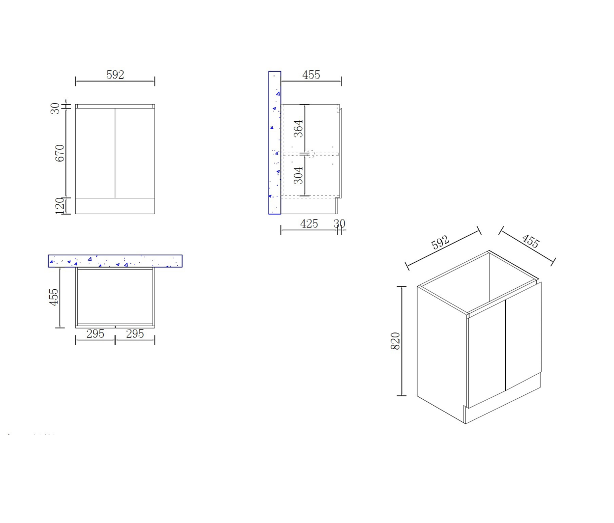 Nora Modena Floor Standing Vanity White W590*D260*H830 (LDJA600WMC)