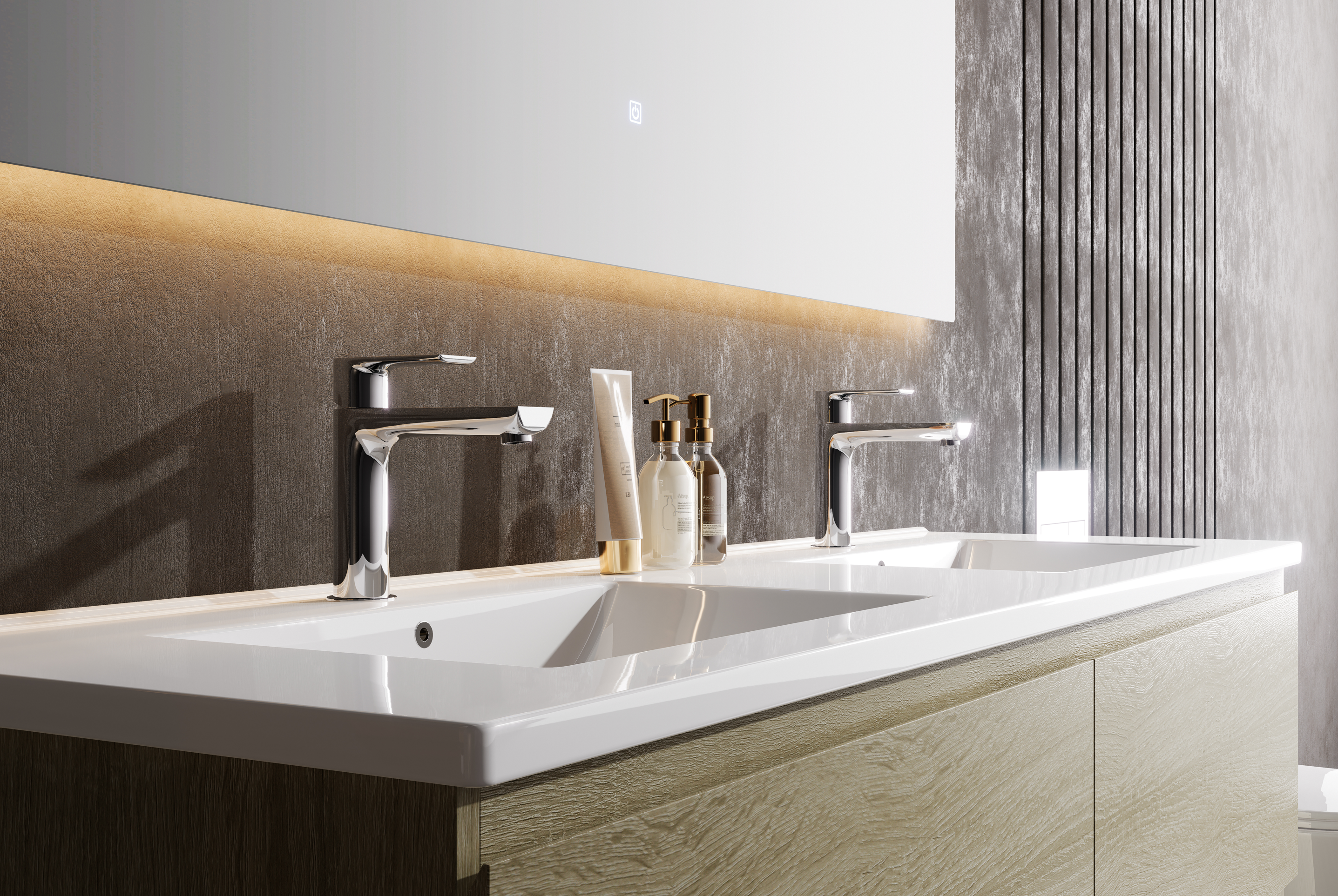 Nora Modena Floor Standing Double Bowl Vanity North American Oak W1490*D455*H820 (RBV-1030MCLO1500D)