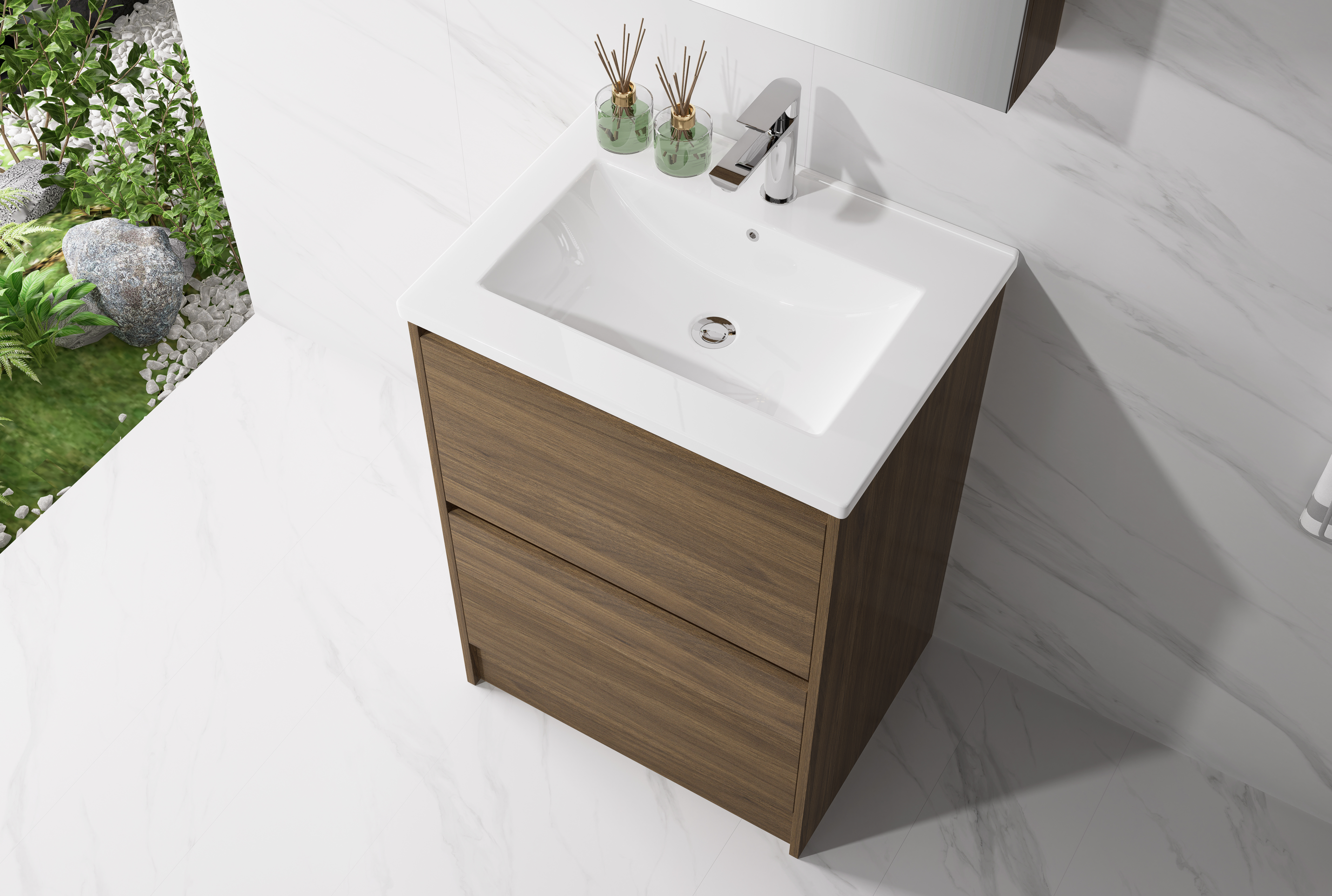 Nora Verona Floor Standing Vanity Walnut W590*D455*H820 (RBV-5009MCWN600)