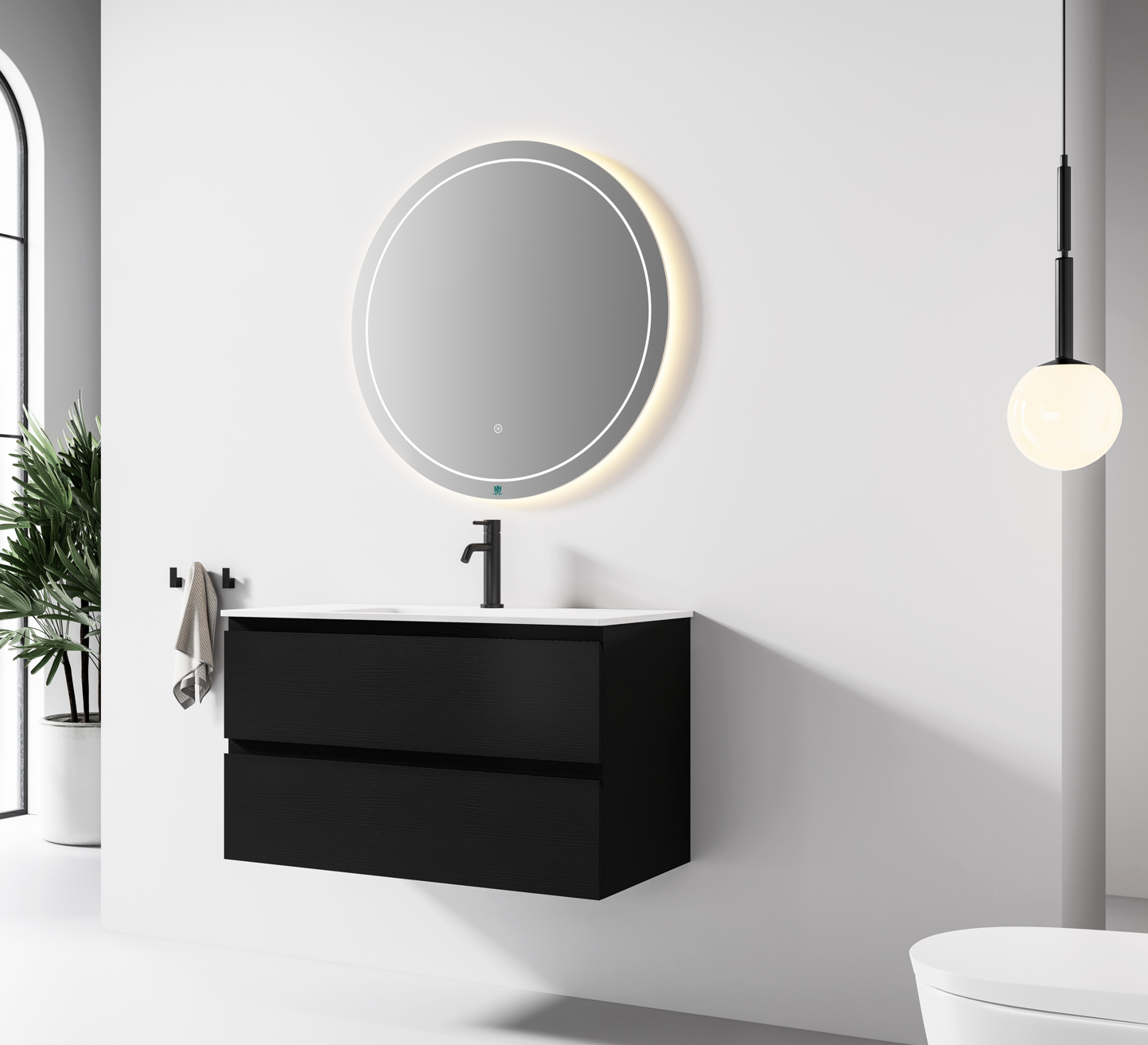 Nora Modena Wall-Hung Vanity Charred Oak W890*D460*H520 (RBV-1008MCCO900)