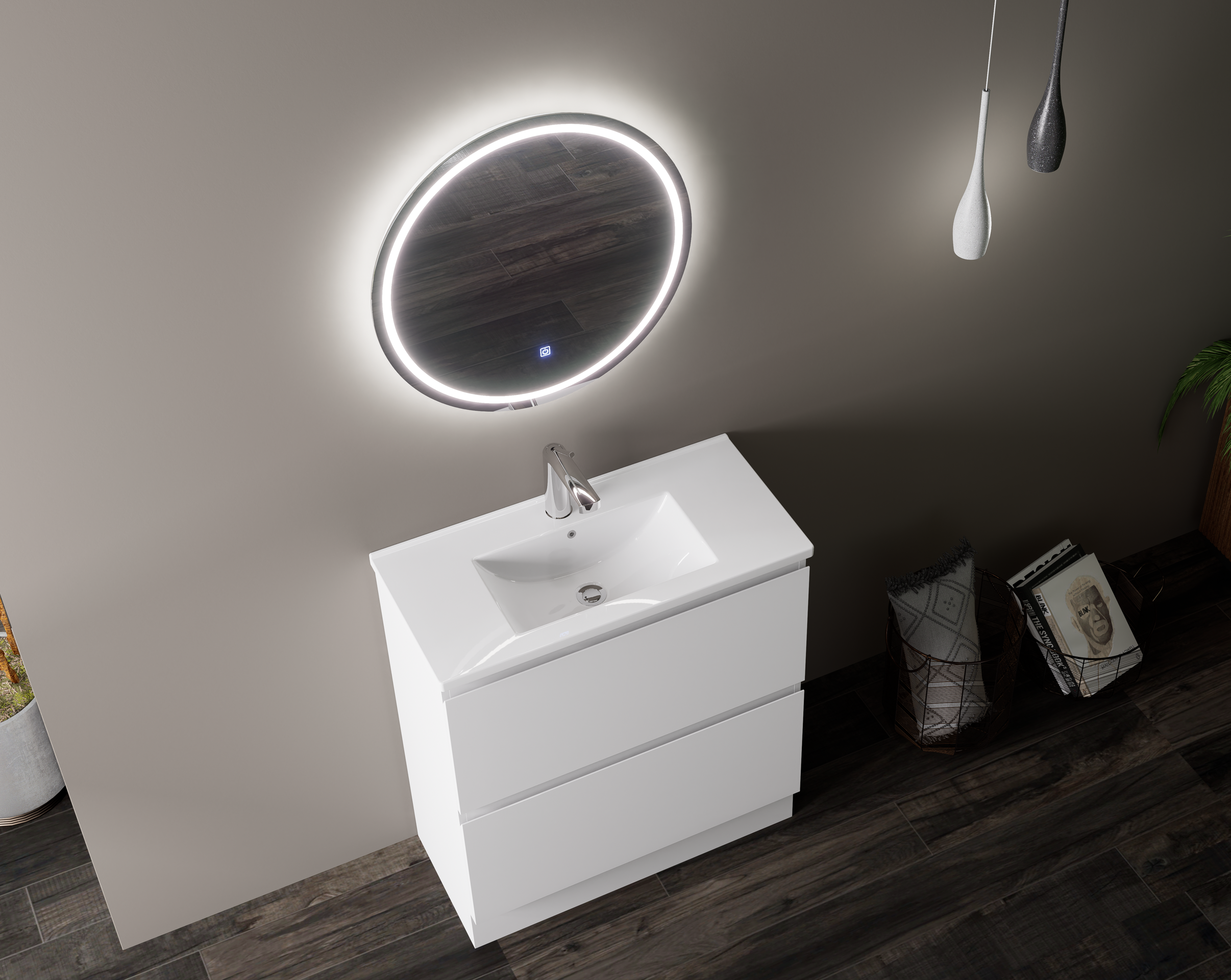 Nora Modena Floor Standing Slim Vanity White  W740*D355*H820 (RBV-1018MCWH750)