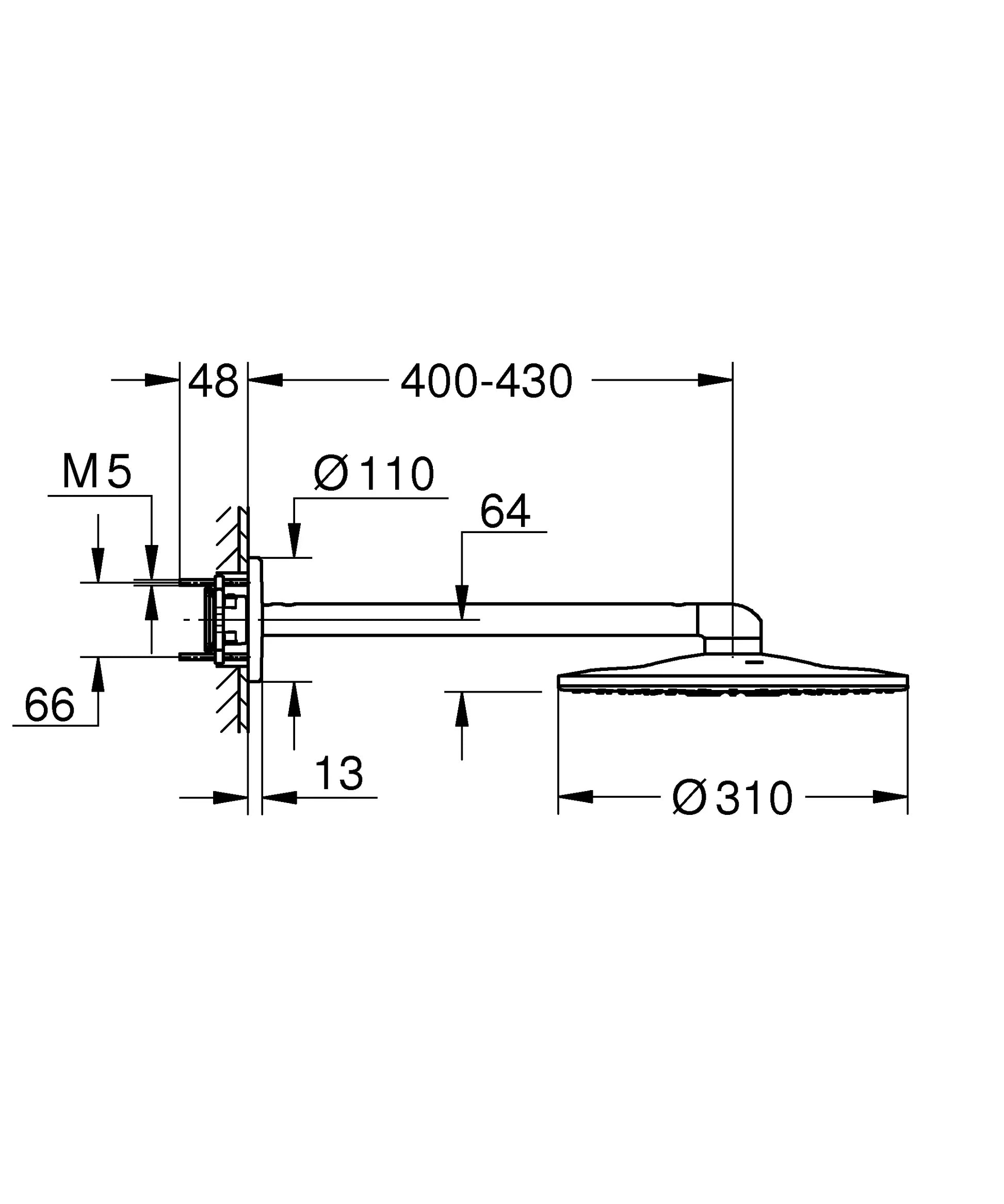 Grohe Rainshower Smartactive 310 Round, Dual Function Hard Graphite (26475A00)