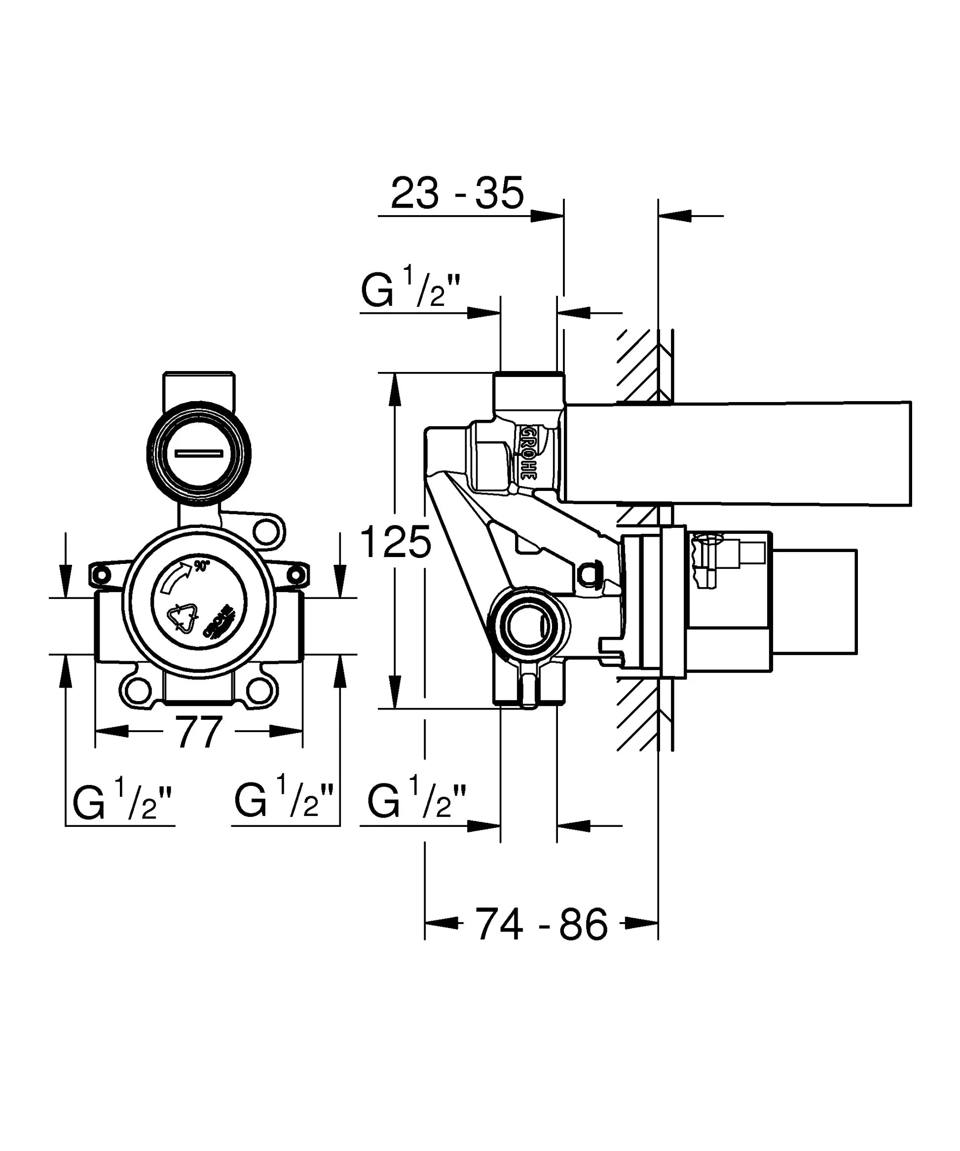 Grohe Concealed Body For Diverter Mixer (32963001)