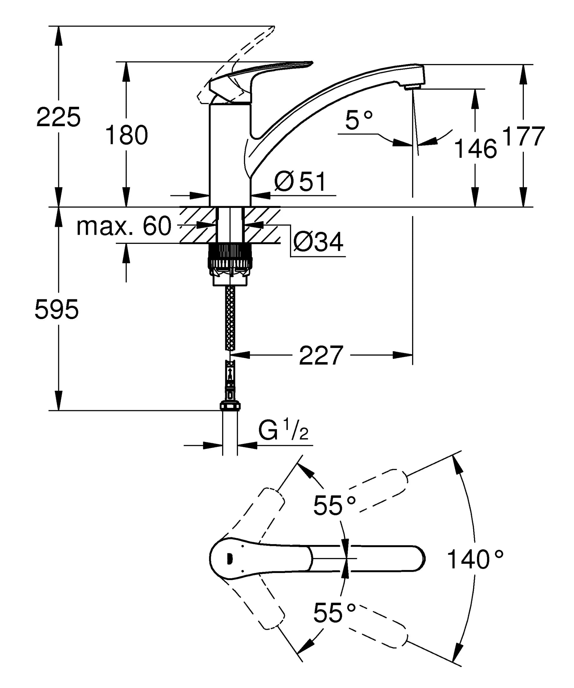 Grohe Eurosmart New Kitchen Mixer Chrome (32534003)