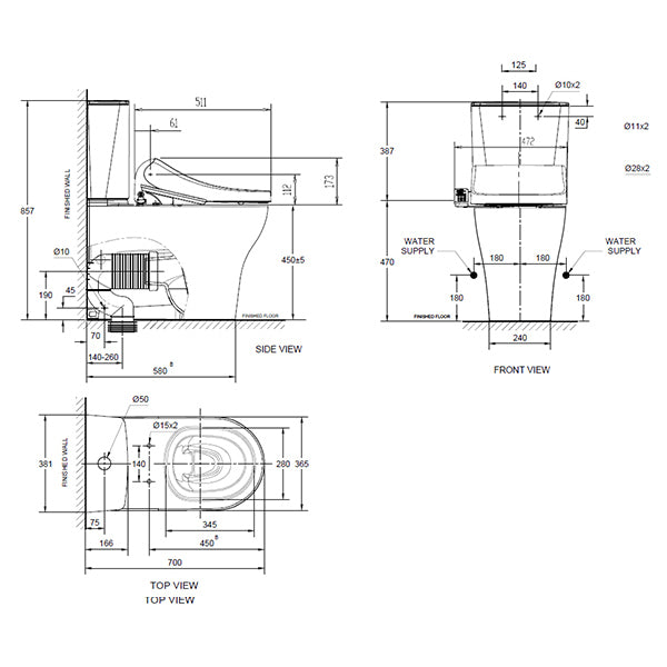 American Standard Cygnet Hygiene Rim Toilet Suite with the Spalet E-Bidet Seat