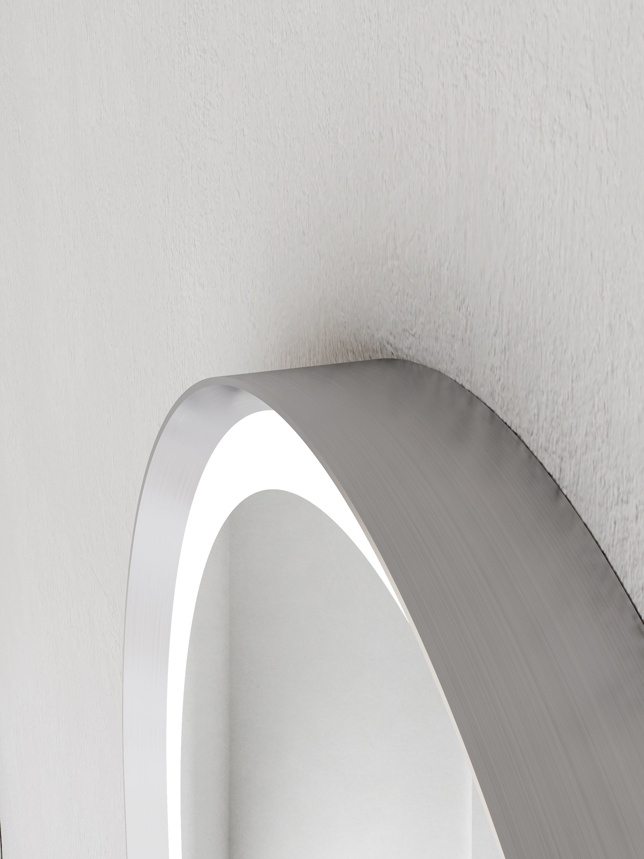 Nora Oval LED Frosted Mirror Brushed Nickel W450*H900*D43mm (JM-OVAL-AF4590BN)  Demister and Aluminium Frame