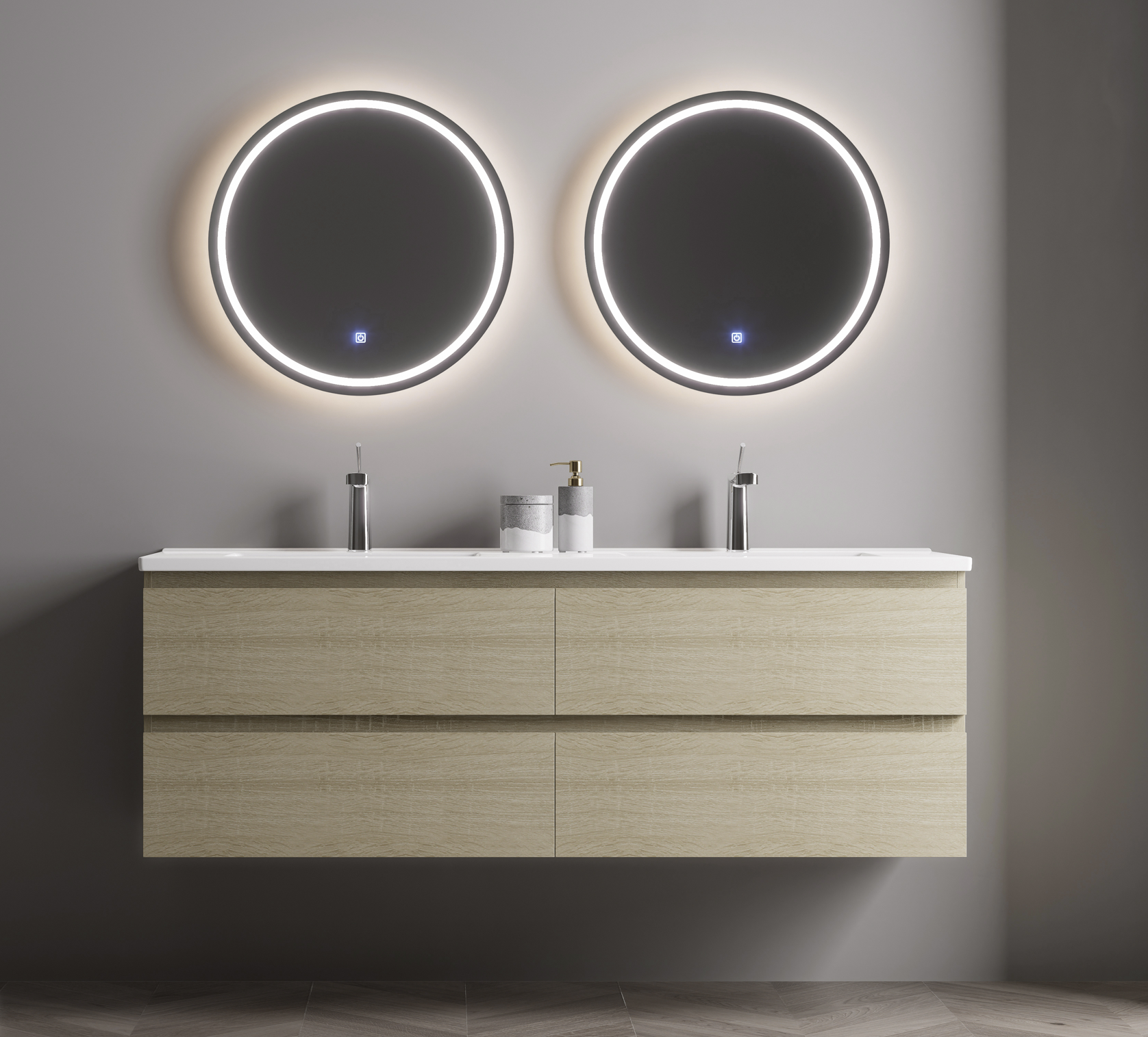 Nora Modena Wall-Hung Vanity North American Oak W1500*D455*H520 (RBV-1008MCLO1500)