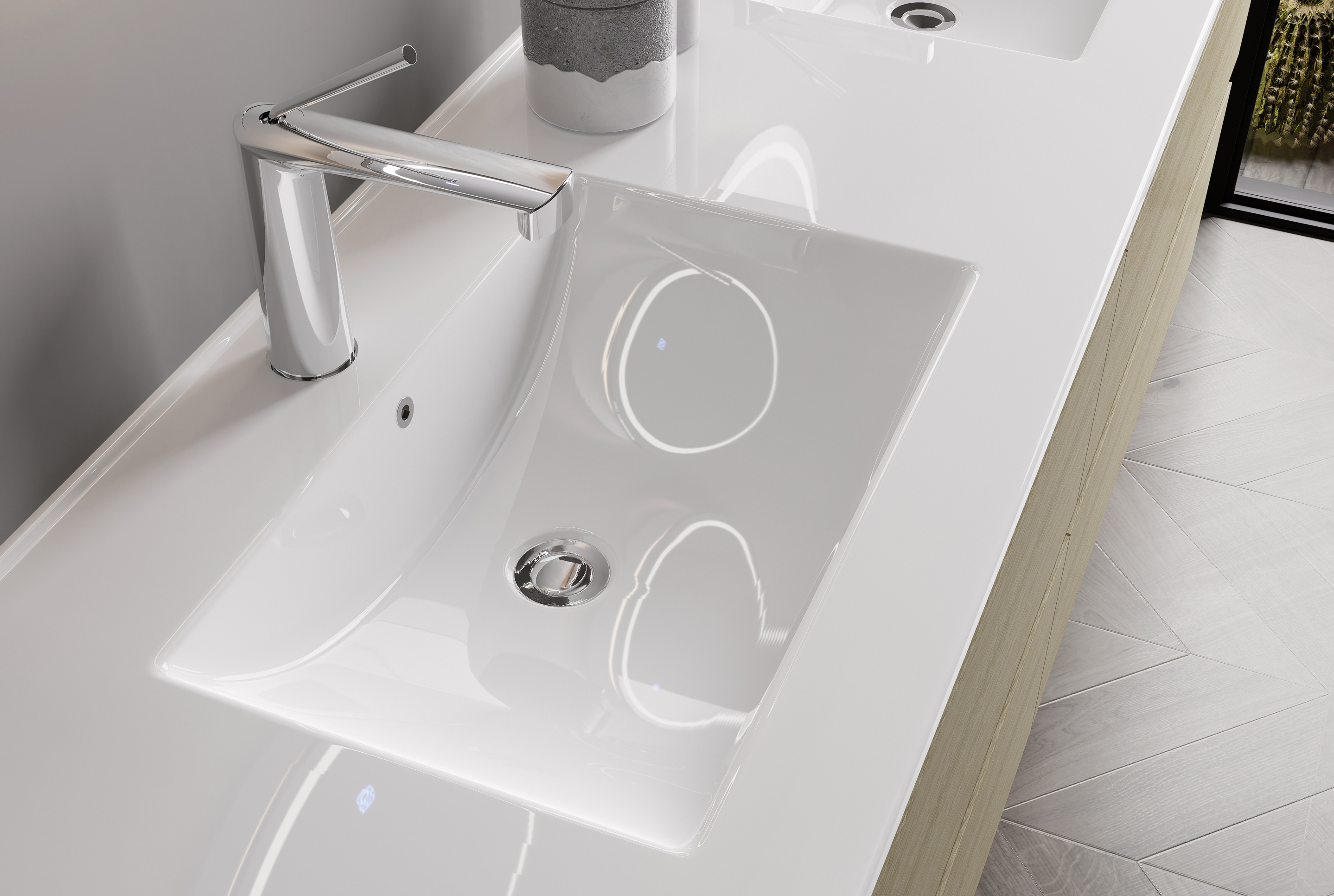 Nora Modena Wall-Hung Vanity North American Oak W1500*D455*H520 (RBV-1008MCLO1500)