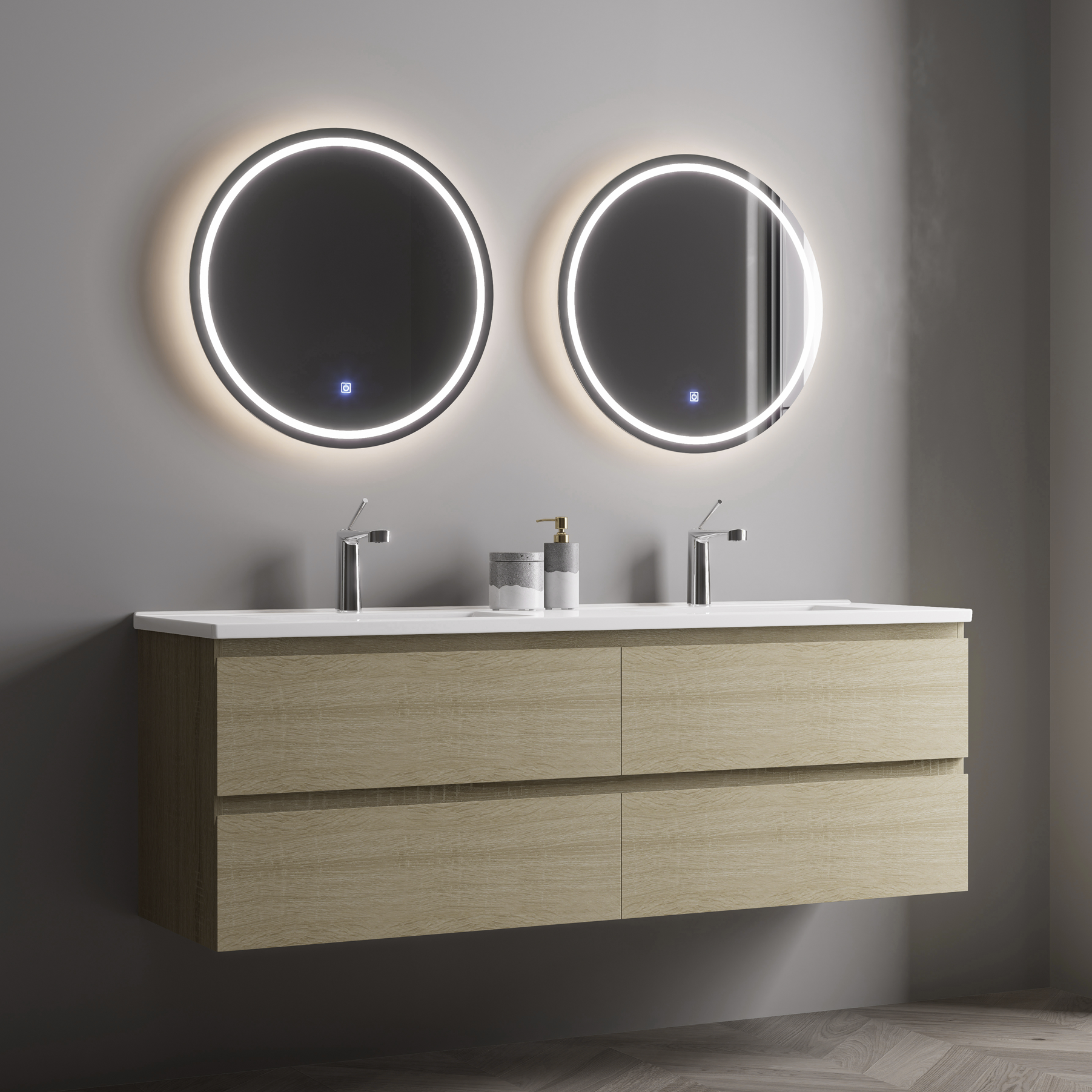 Nora Modena Wall-Hung Vanity North American Oak W1500*D455*H520 (RBV-1008MCLO1500)
