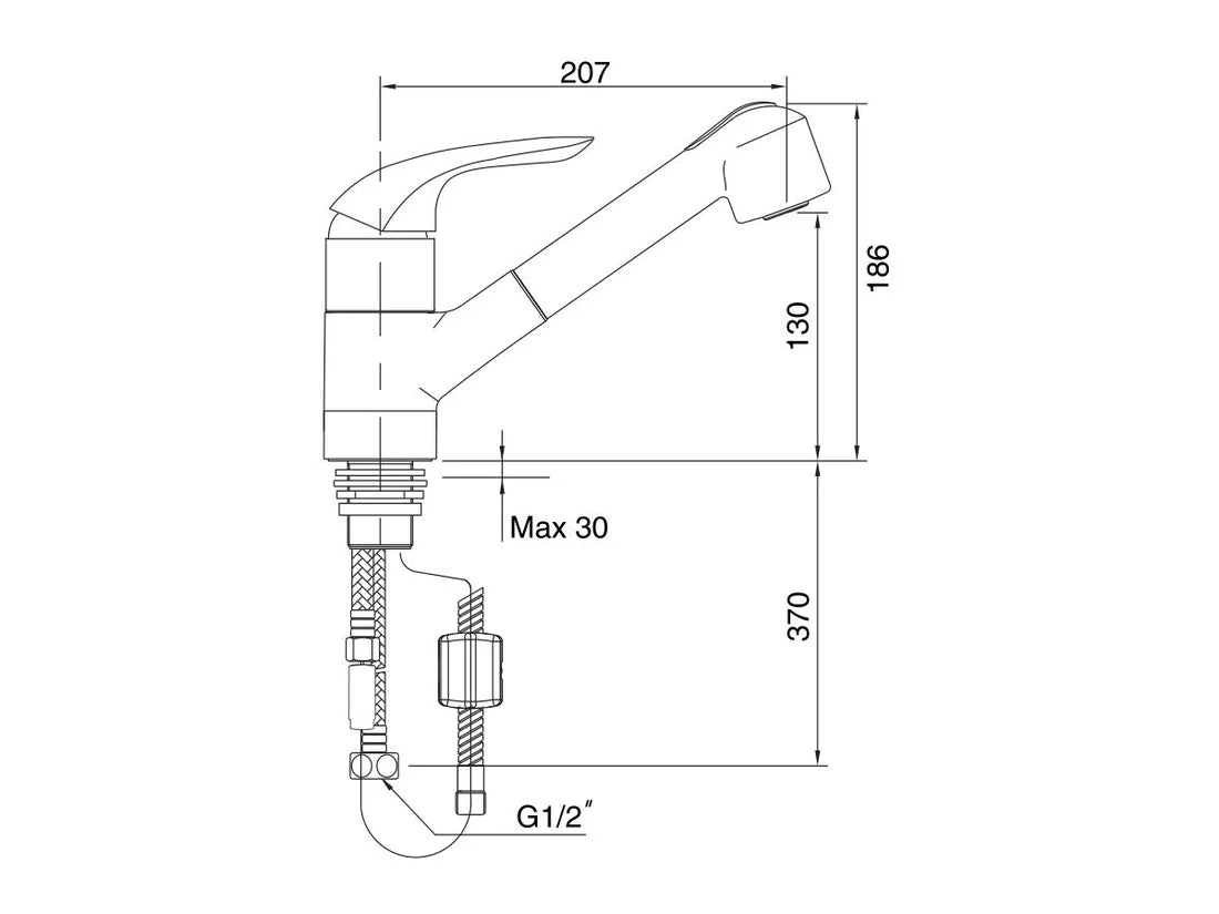 American Standard Studio Sink Mixer with Pull Out Spray Chrome (FD1802-0GAA11)