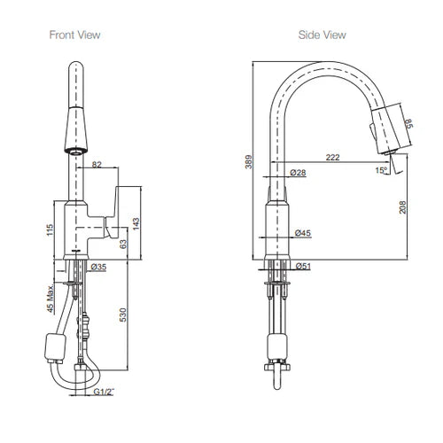 Kohler Taut Pull Out Spray Kitchen Mixer Matte Black (21367T-4E-BL)
