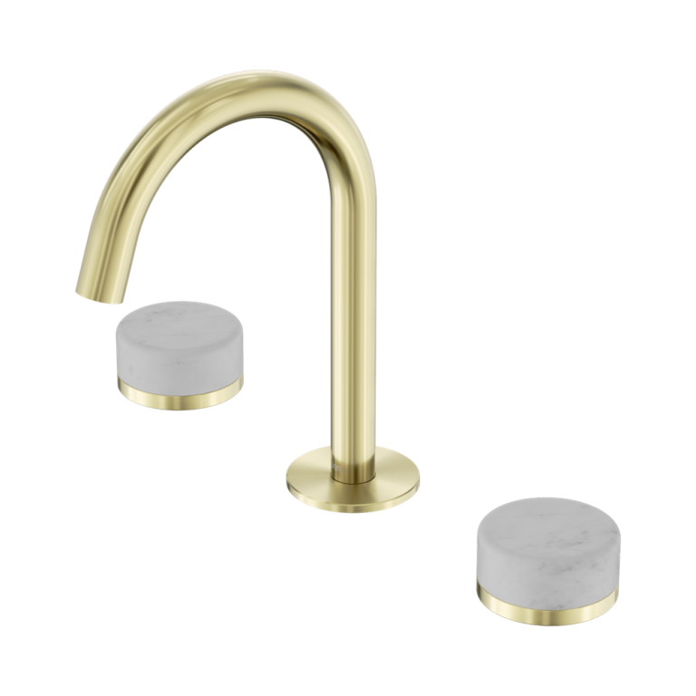Nero Serenity Basin Set Arc Spout With Arabescato Corchia Handle Brushed Gold (24D011BG)