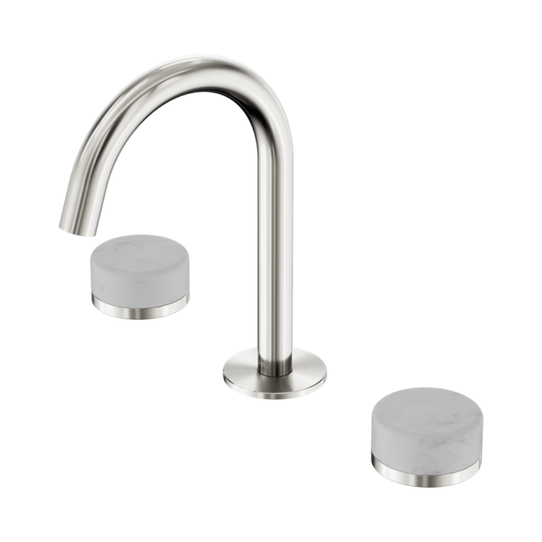 Nero Serenity Basin Set Arc Spout With Arabescato Corchia Handle Brushed Nickel (24D011BN)