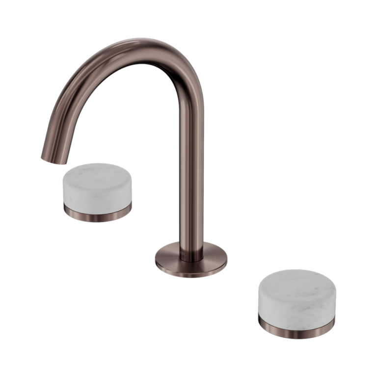Nero Serenity Basin Set Arc Spout With Arabescato Corchia Handle Brushed Bronze (24D011BZ)