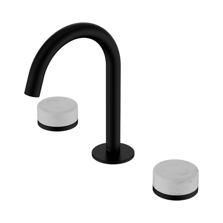 Nero Serenity Basin Set Arc Spout With Arabescato Corchia Handle Matte Black (24D011MB)