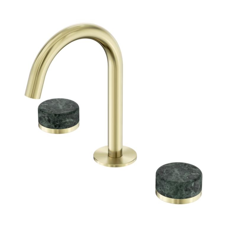 Nero Serenity Basin Set Arc Spout With Verde Alpi Handle Brushed Gold (24D012BG)