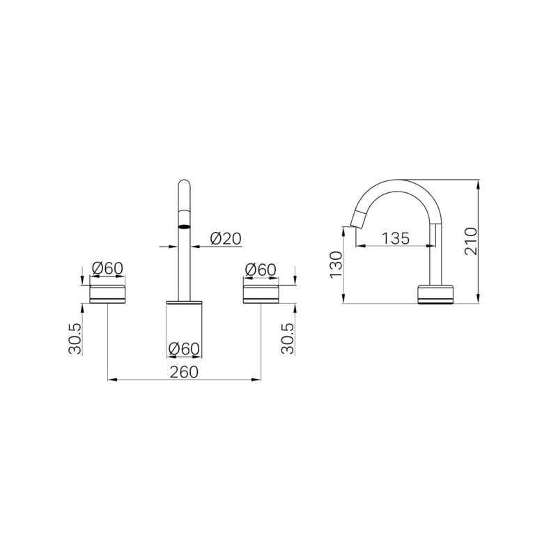 Nero Serenity Basin Set Arc Spout With Rome Travertine Handle Brushed Nickel (24D013BN)