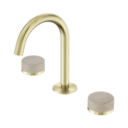 Nero Serenity Basin Set Arc Spout With Rome Travertine Handle Brushed Gold (24D013BG)