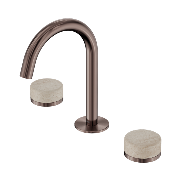 Nero Serenity Basin Set Arc Spout With Rome Travertine Handle Brushed Bronze (24D013BZ)
