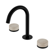 Nero Serenity Basin Set Arc Spout With Rome Travertine Handle Matte Black (24D013MB)