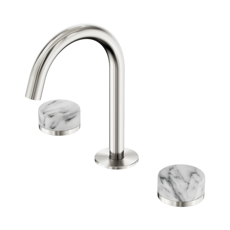 Nero Serenity Basin Set Arc Spout With Arabescato Corchia Handle Brushed Nickel (24D014BN)
