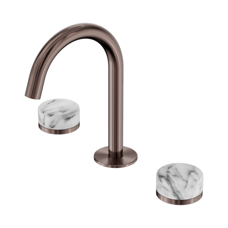 Nero Serenity Basin Set Arc Spout With Arabescato Corchia Handle Brushed Bronze (24D014BZ)
