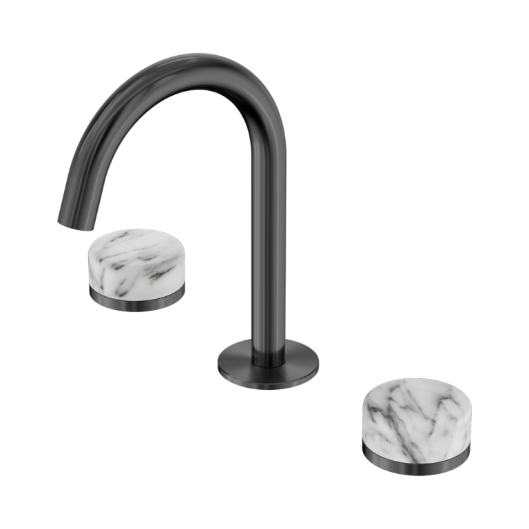 Nero Serenity Basin Set Arc Spout With Arabescato Corchia Handle Gun Metal (24D014GM)