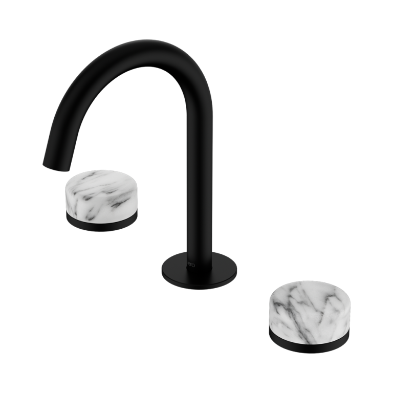 Nero Serenity Basin Set Arc Spout With Arabescato Corchia Handle Matte Black (24D014MB)