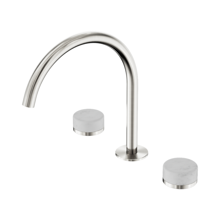 Nero Serenity Bath/Kitchen Set Arc Spout With Carrara Handle Brushed Nickel (24D017BN)
