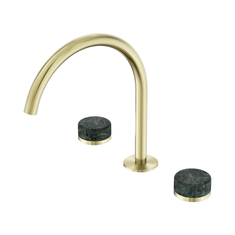 Nero Serenity Bath/Kitchen Set Arc Spout With Verde Alpi Handle Brushed Gold (24D018BG)