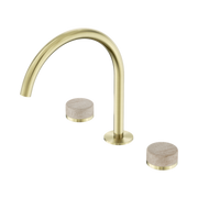 Nero Serenity Bath/Kitchen Set Arc Spout With Rome Travertine Handle Brushed Gold (24D019BG)