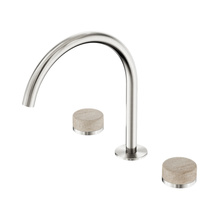 Nero Serenity Bath/Kitchen Set Arc Spout With Rome Travertine Handle Brushed Nickel (24D019BN)