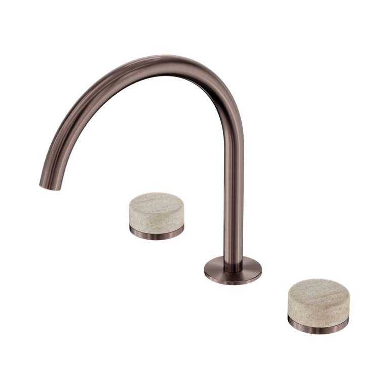 Nero Serenity Bath/Kitchen Set Arc Spout With Rome Travertine Handle Brushed Bronze (24D019BZ)