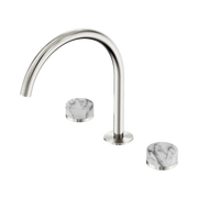 Nero Serenity Bath/Kitchen Set Arc Spout With Arabescato Corchia Handle Brushed Nickel (24D020BN)