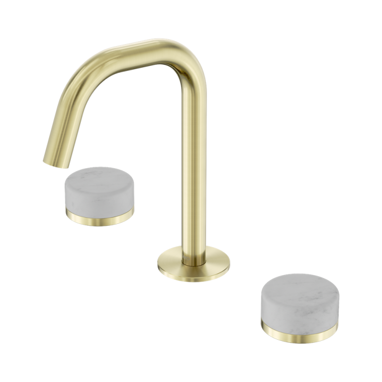 Nero Serenity Basin Set Edge Spout With Carrara Handle Brushed Gold (24D023BG)
