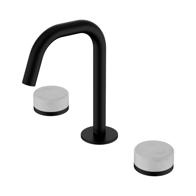 Nero Serenity Basin Set Edge Spout With Carrara Handle Matte Black (24D023MB)