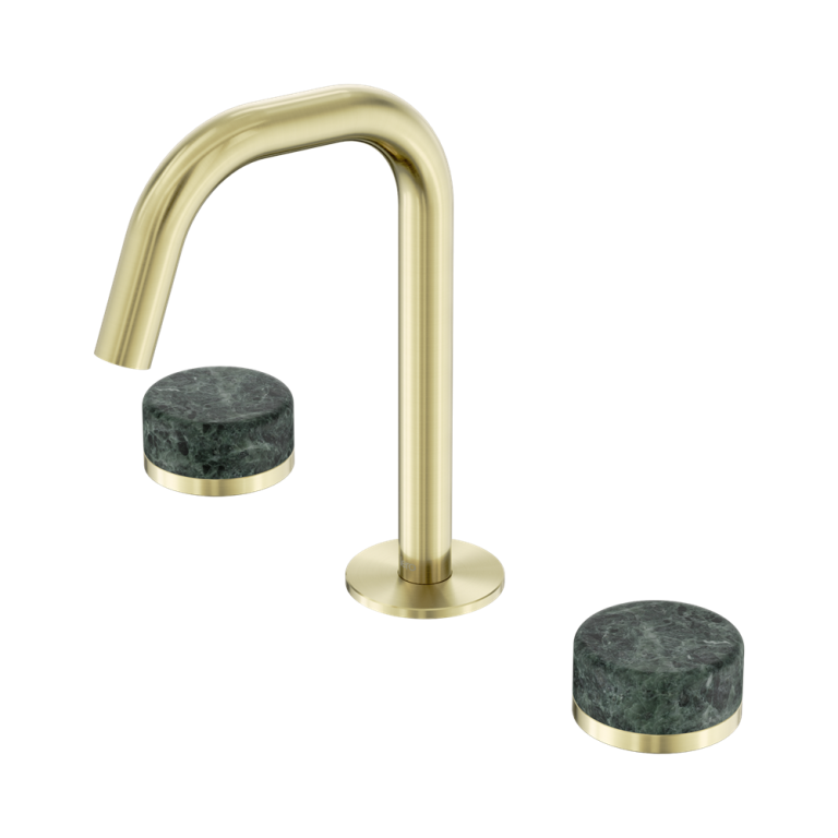 Nero Serenity Basin Set Edge Spout With Verde Alpi Handle Brushed Gold (24D024BG)
