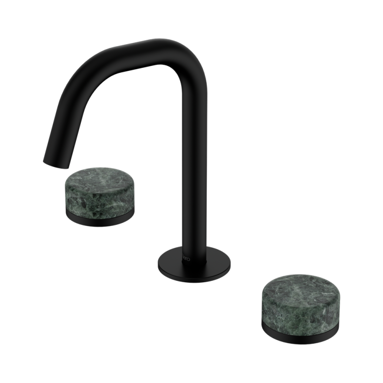 Nero Serenity Basin Set Edge Spout With Verde Alpi Handle Matte Black (24D024MB)