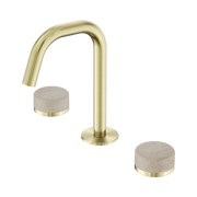 Nero Serenity Basin Set Edge Spout With Rome Travertine Handle Brushed Gold (24D025BG)