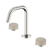 Nero Serenity Basin Set Edge Spout With Rome Travertine Handle Brushed Nickel (24D025BN)