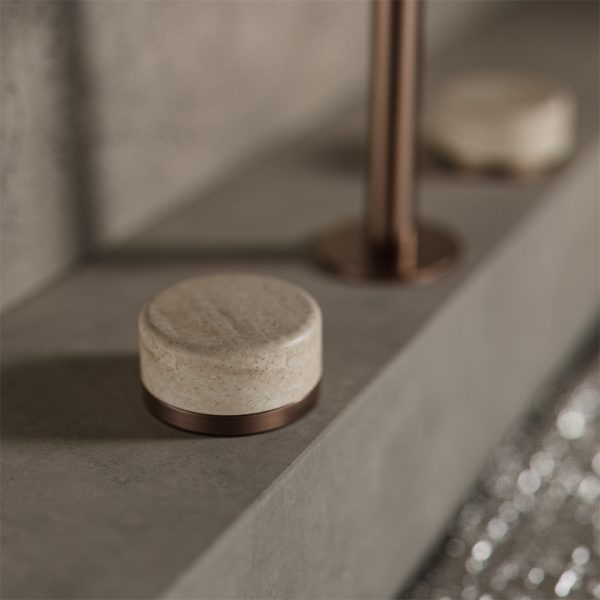 Nero Serenity Basin Set Edge Spout With Rome Travertine Handle Brushed Bronze (24D025BZ)