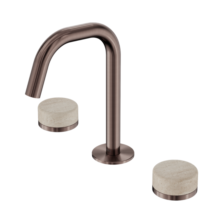 Nero Serenity Basin Set Edge Spout With Rome Travertine Handle Brushed Bronze (24D025BZ)