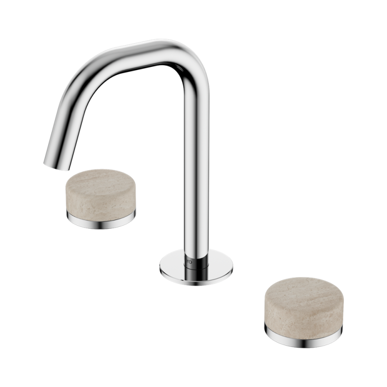 Nero Serenity Basin Set Edge Spout With Rome Travertine Handle Chrome (24D025CH)