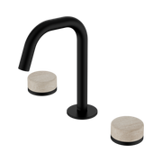 Nero Serenity Basin Set Edge Spout With Rome Travertine Handle Matte Black (24D025MB)