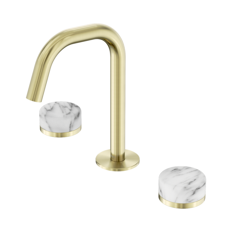 Nero Serenity Basin Set Edge Spout With Arabescato Corchia Handle Brushed Gold (24D026BG)