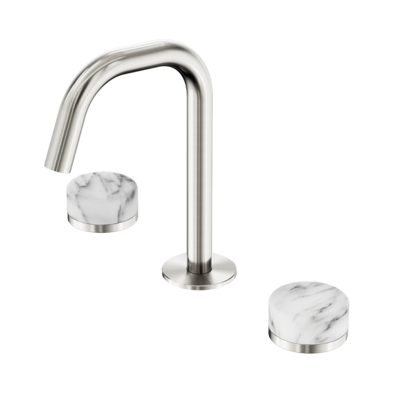 Nero Serenity Basin Set Edge Spout With Arabescato Corchia Handle Brushed Nickel (24D026BN)